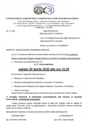 ASSEMBLEA ANNUALE - Agrotecnici Reggio Emilia